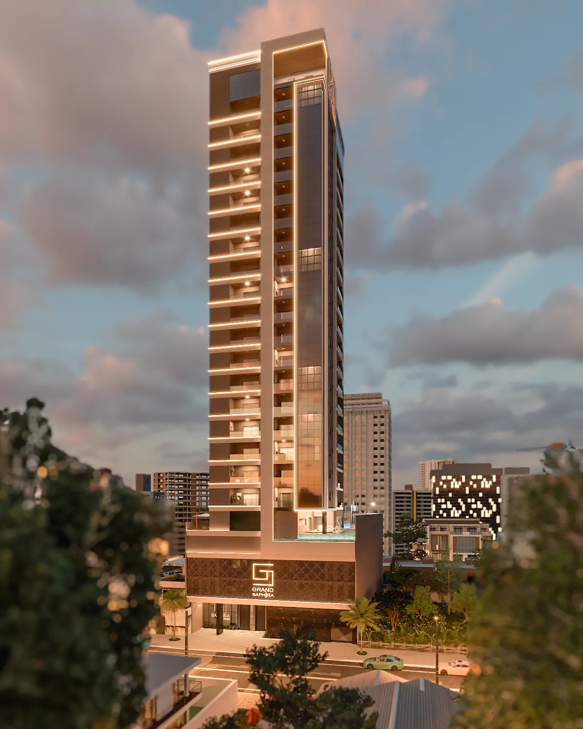 Fachada de Grand Saphira vista desde la vereda